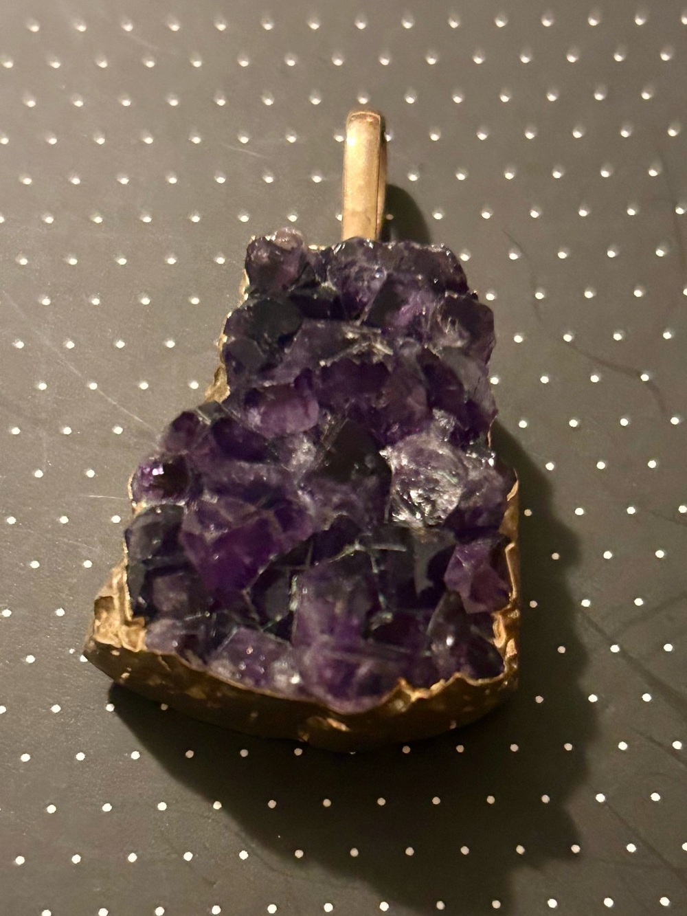 Amethyst Geode Pendant With Gold Electroplated Edges 2”